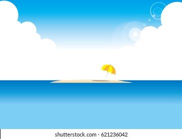 island and Umbrella / Vector image of summer