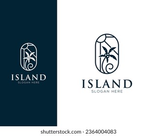 Island, vacation, beach logo design vector illustration