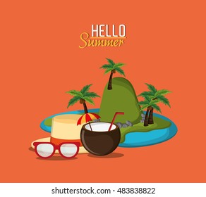island with vacation travel icons image