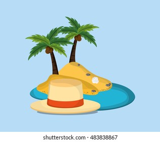 island with vacation travel icons image