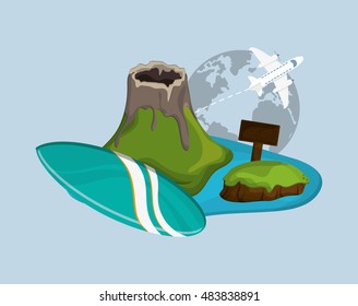 island with vacation travel icons image