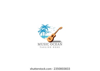 island vector decoration. coconut tree and ukulele.