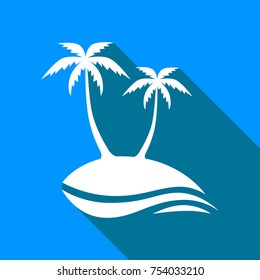 Island vector icon on blue background