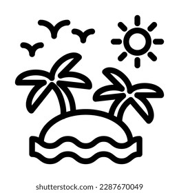 Island Vector Line Icon Design