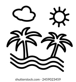Island Vector Line Icon Design