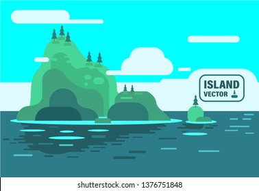 Island vector on blue sky . island vector illustration