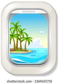 Vista de isla desde la ilustración de la ventana del avión