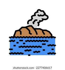 Insel Vulkan Farbe Symbol Vektorgrafik. Inselvulkan Schild. einzelne Symbolillustration