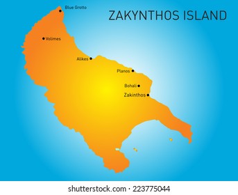 Island of Zakynthos in Greece map 