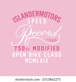 Islandermotors velocidade recorde 1986, Design gráfico imprimir t-shirts moda, ilustração, vetor, cartazes, cartões, adesivos, caneca