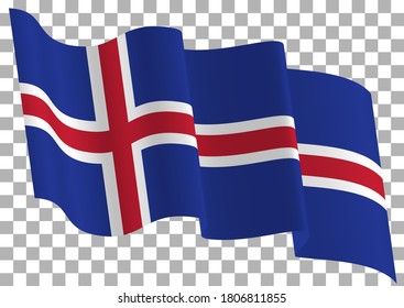 Islandia - Ísland waving flag on transparent background. Vector illustration.