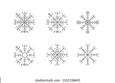 Islandic Vegvisir Strokeline Vector Set Decorative Stock Vector Royalty Free 1551158495