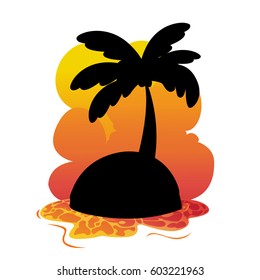 Island,illustration of the island on a white background.