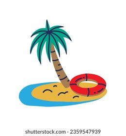 Islands Beach Flat Style Icon. Cartoon Vector Illustration
