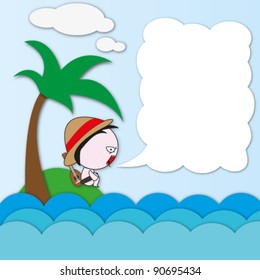 The Islands with coconut and ukulele by vector.
