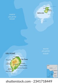 São Tomé and Príncipe islands physical map