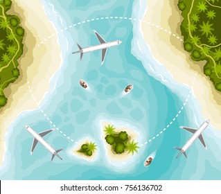 The islands and planes, top view