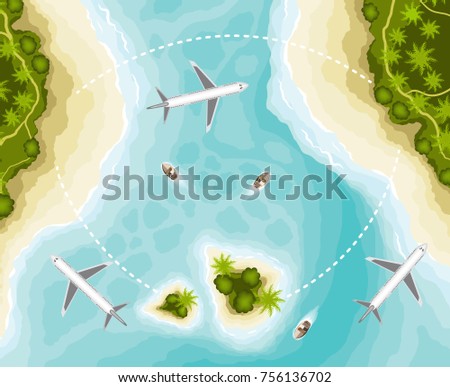 The islands and planes, top view