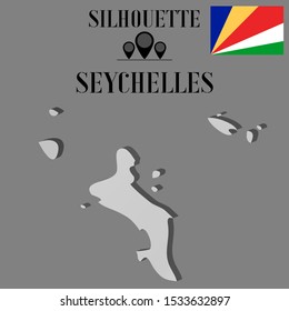 Islands Seychelles outline world map silhouette vector illustration, creative design background, national country flag, objects, element, symbols from countries all continents set.