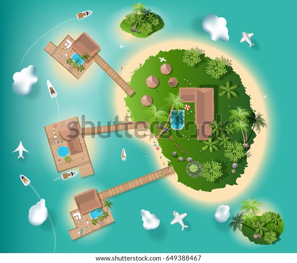 Islands Top View Interior Design Travel Stock Vector (Royalty Free ...