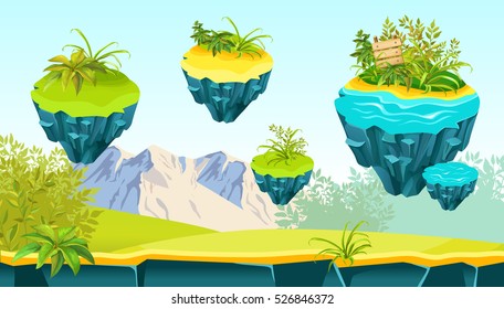 Islands. Vector illustration for web games, print, magazine, book.