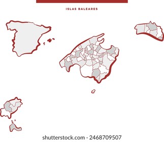 Islas Baleares Map, Spain, Europe