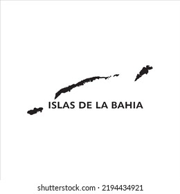 Islas De La Bahia map and black lettering design on white background