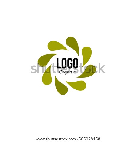 Islated abstract green color spining leaves circle logo. Flower petals logotype. Natural recycling icon. Circulation sign. Healing herbs emblem. Organic cosmetic symbol. Vector leaves illustration