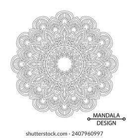 Islated Mandala of Coloring Buchseite für Erwachsene und Kinder. Leichte Mandala Farbbuchseiten für Erwachsene zum Entspannen, Erfahrungen und Hilfe. Resistente Vektordatei