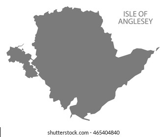 Isle Of Anglesey Wales Map Grey