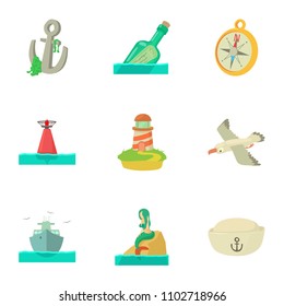 Isle icons set. Cartoon set of 9 isle vector icons for web isolated on white background