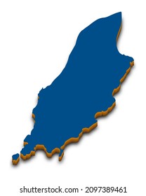 Mapa 3D de la Isla de Man. Mapa 3d detallado con sombra caída. Silhouette isométrica azul. Ilustración vectorial. Plantilla de diseño.
