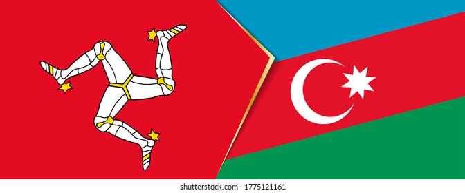 Banderas de la Isla de Man y Azerbaiyán, dos banderas vectoriales símbolo de relación o enfrentamiento.