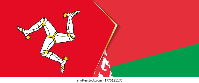 Isle of Man and Belarus flags, two vector flags symbol of relationship or confrontation.