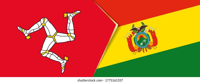 Banderas de la Isla de Man y Bolivia, dos banderas vectoriales símbolo de relación o enfrentamiento.