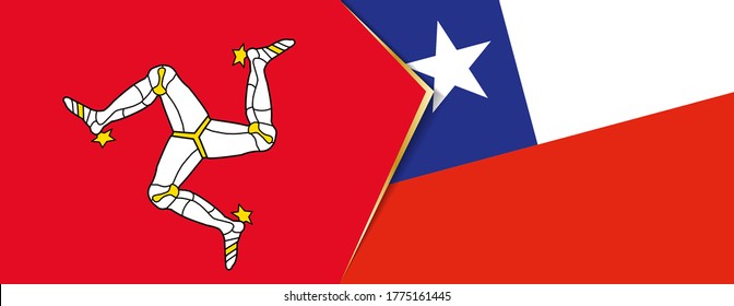 Die Flagge der Insel Man und Chiles, zwei Vektorfahnen Symbol der Beziehung oder Konfrontation.