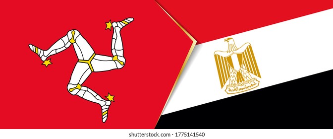 Banderas de la Isla de Man y Egipto, dos banderas vectoriales símbolo de relación o enfrentamiento.