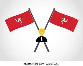 Isle Of Man Emblem Businessman Lack Of Idea