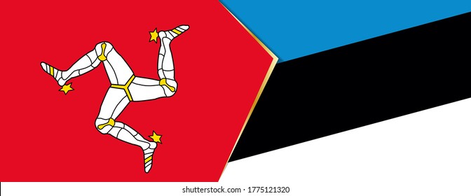 Isle of Man and Estonia flags, two vector flags symbol of relationship or confrontation.