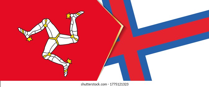 Isle of Man and Faroe Islands flags, two vector flags symbol of relationship or confrontation.