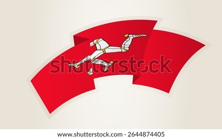 Isle of Man Flag in Abstract Ribbon Shape, National Symbol of the Isle of Man. This vector is ideal for use in national events, Independence Day, international sports competitions.