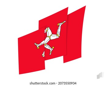 Die Isle of Man-Flagge in abstraktem Rippendesign. Modernes Design der Isle of Man Flagge. Vektorsymbol.