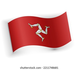 Bandera de la Isla de Man doblada y tendida sobre fondo blanco