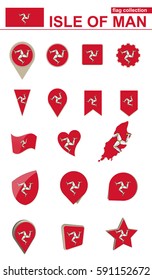 Isle of Man Flag Collection. Big set for design. Vector Illustration.