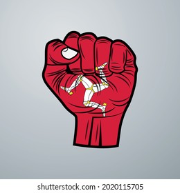 Bandera de la Isla de Man con diseño manual aislado en fondo blanco. Ilustración del vector
