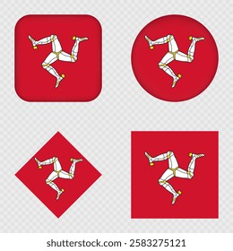 Isle of Man Flag Icons Pack. Vector illustration.