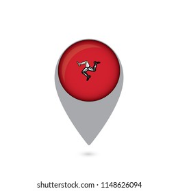 Isle Of Man flag location map pin icon on white background. Vector Illustration.