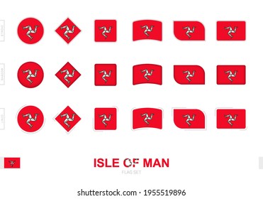 Isle of Man flag set, simple flags of Isle of Man with three different effects. Vector illustration.
