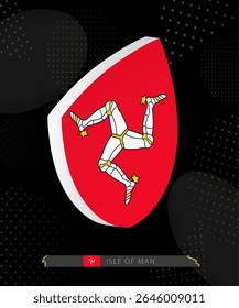 Isle of Man Flag Shield icon in 3D on Dark Modern Abstract Rugby Background. Perfect for sports events, heritage themes, national celebrations, and patriotic designs.
