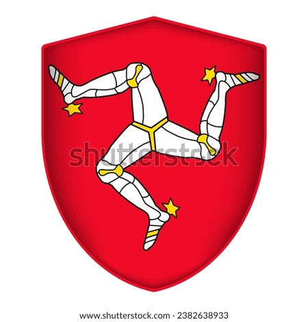 Isle of Man flag in shield shape. Vector illustration.